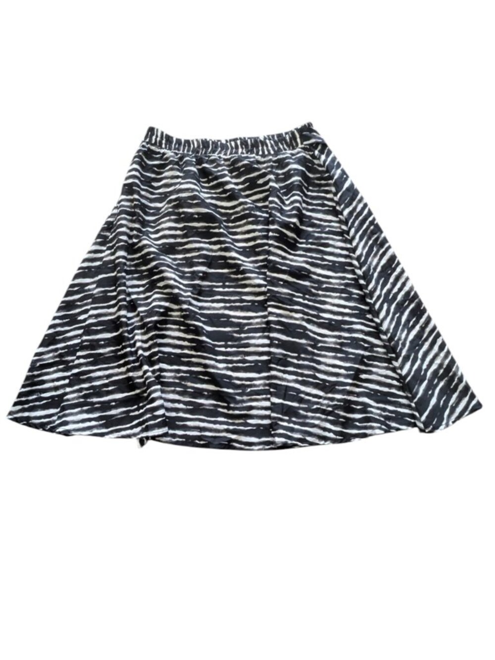 Cupio Black & White Striped Midi Skirt Tie Waist Large NWOT